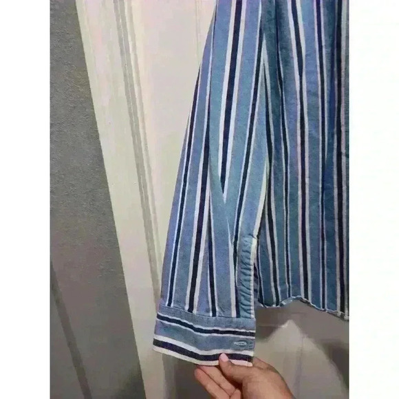 Vintage Impact Brand Striped Denim Long Sleeve Casual Button Down Shirt Men’s XL - Picture 5 of 7